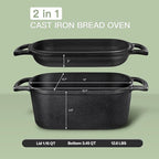 4.6 Quart Oval Dutch Oven for Bread Baking, Bread Oven for Sourdough, Cast Iron Bread Loaf Pan for Homemade Bread