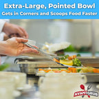 Super Strong, Ergonomic 11 in Serving Spoon 3 Pk. Big, Perforated Stainless Steel Spoons for Cooking, Baking and Basting. Best Kitchen Flatware for Buffet and Banquet Service in Restaurants and Homes