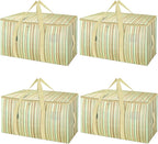 BALEINE 4-Pack Oversized Moving Bags with Reinforced Handles, Heavy-Duty Storage Tote for Clothes, Moving Supplies (Color Strip, 4-Pack)