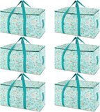 BALEINE 6-Pack Oversized Moving Bags with Reinforced Handles, Heavy-Duty Storage Tote for Clothes, Moving Supplies (Spring Stroll, 6-Pack)