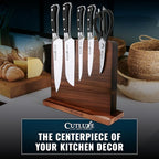 Cutluxe Magnetic Knife Holder – Magnetic Knife Block, Acacia Wood Knife Stand for Kitchen Counter, Slim & Double Sided, Powerful Magnet Strips, Organized Storage Rack & Modern Display Board
