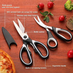 Kitchen Scissors All Purpose 3 Pack - Heavy Duty Stainless Steel Cooking Shears for Cutting Meat, Food, Fish, Poultry Multipurpose Sharp Sissors for Dishwasher Safe