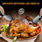 Digital Meat Thermometer 180° Rotate Temp Probe 1 Sec Instant Read Thermometer for Cooking IP67 LED Screen Waterproof Thermometer for Kitchen, BBQ, Fry, Grill, Candy