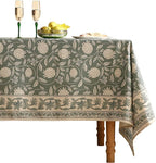 ISAENNE Designer Grayish Green Linen Table Cloth Rectangular,Floral Elegant Stain Resistant Tablecloth,Fall Vintage Decor Tablecloths for Dining Thanksgiving Kitchen Party,55"*87"-Andrew A