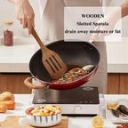 Wooden Spatula for Cooking 12 Inches Wood Spatula Slotted Turner Cooking Utensils for Nonstick Cookware, Kitchen Spatulas for Fish, Eggs, Pancakes, 2 Pack