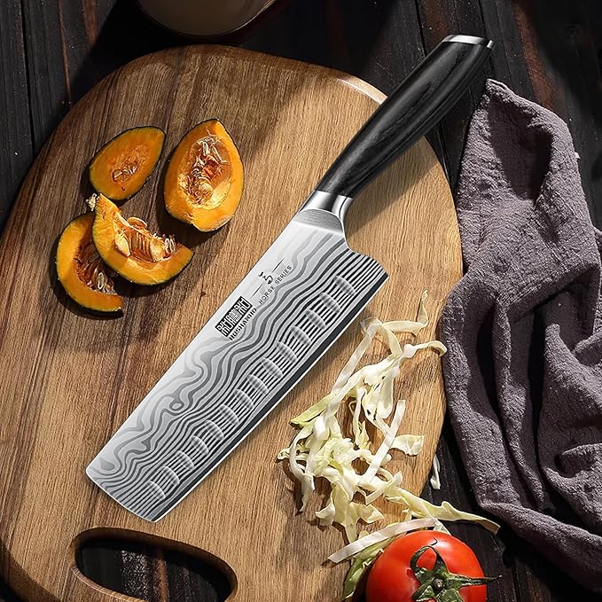 HOSHANHO 7 Pieces Knife Set with Magnetic Knife Holder, Ultra Sharp Powder Steel Kitchen Knives Set, Professional Chef Knife Sets with Ergonomic Pakkawood Handle