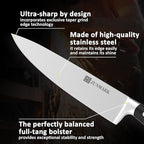 Kitchen Knife Set, Skylark Series 6-Piece High Carbon X50CrMoV15 Steel Professional Chef Knife Set with Solid Wood Block, Unique Design Knife Block Set, Dishwasher Safe, Elegant Black