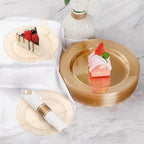 Goodluck 175 Piece Gold Glitter Plastic Dinnerware Set for 25 Guests, Fancy Disposable Plates for Party, Include: 25 Dinner Plates, 25 Dessert Plates, 25 Pre Rolled Napkins with Silverware, 25 Cups