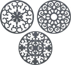 GASARÉ, Extra Large, Thick, 10" Silicone Trivets for Hot Dishes, Pots, and Pans, Hot Pads for Countertops, Flexible, Dishwasher Safe, 10 x ¼ Inches, Set of 3, Gray