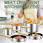 Stainless Steel Cookware Set 13PCS, Pots and Pans Set, Induction Cookware, Kitchen Cooking Set, Heavy Duty, Tri-Ply Base, Dishwasher Safe