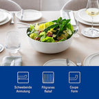 Villeroy & Boch Afina Gourmet Large Serving Bowl, Premium Porcelain, Made in Germany, Dishwasher and Microwave Safe, 10.25x 10.25x 4 in, Stackable, White