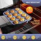 2 Packs 12 Cups Silicone Muffin Pan with Metal Reinforced Frame Regular Size Cupcake Pan Tray Egg Bites Silicone Circle Cookie Molds Muffin Tin Tart Pans Baking Sheet Set for Breakfast Sandwiches