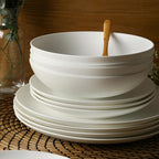 Stone Lain Taglio 12-Piece Dinnerware Set Bone China, Matte White