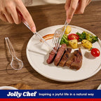 JOLLY CHEF 300 Count Clear Plastic Silverware, 100 Forks, 100 Spoons, 100 Knives, Heavy Duty Disposable Plastic Cutlery Set, Plasticware Bulk, Premium Clear Utensils for Party, Thanksgiving