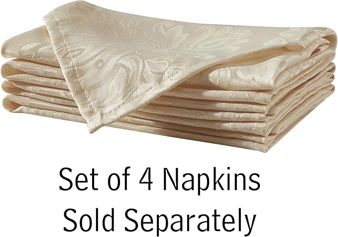 Newbridge Barcelona Luxury Damask Fabric Tablecloth, 60” Wide x 144” Rectangle, Golden Beige, 100% Polyester, No Iron, Soil Resistant Dining Room, Party and Banquet Table Cover
