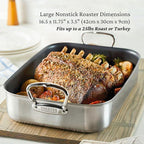 Hestan Provisions – 16.5" Classic Clad Nonstick Roasting Pan with Stainless Steel Rack