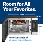 GE GCST10A1WSS 4-in-1 Microwave Oven, 1,050 Watts Air Fryer, Broiler & Convection Mode, Child-Lock Technology, Kitchen Essentials for The Countertop or Dorm Room, 1.0 Cu. Ft, Stainless Steel