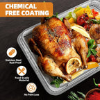 Air Fryer Basket, 2 Set Air Fryer Pans and Tray for Oven with 60 PCS Parchment Papers, DEGOVIN Non-stick Stainless Steel Oven Air Fryer Basket and Tray-18.8" x 12.8"Extra Large &15.7" x 11.6"Large