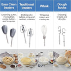 Hamilton Beach 6-Speed Electric Hand Mixer with Whisk, Dough Hooks and Easy Clean Beaters, Powerful 275 Watt Motor, Snap-On Storage Case, Blue