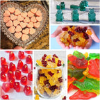 Gummy Candy Molds - Silicone Gummy Dinosaur/Donut/Small Hearts Shapes/Bear Mold for Kids with 2pcs Dropper,Non-stick and Bpa Free for Mini Candy Chocolate Gummies Baking