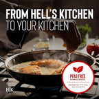 Hell's Kitchen Hybrid Fry Pan, Tri-Clad Stainless and Nonstick Ceramic PFAS Free, no PFOA, no PTFE, no Teflon, Non Toxic Cookware, Metal Utensil Safe, All Cooktops, Oven Safe (6 Piece Set with Lids)
