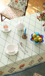 ISAENNE Designer Linen Floral Rectangular Tablecloth,Light Green Farmhouse Durable Table Cloth,Washable Decor Tablecloths for Dining Kitchen Thanksgiving Christmas,55"*87"-Floralsea B
