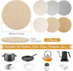 Billbotk 8" Trivets for Hot Dishes, Hot pots and Pans, 6 Heat Resistant Hot Pads, Pot Holders for Kitchen, Hot Plate Mats for Table, Kitchen Decor for Counter, Home Essentials, Farmhouse(Boho)