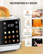 Toaster 4 Slice with TouchScreen, Memory Function & Single-Slot Focus, Keenstone 1800W Smart Digital Toaster for Ultimate Control, Wide Slot to Reheat & Defrost Bagels, Bread, Waffles, Stainless Steel