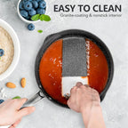 MICHELANGELO Hard Anodized Saucepan Set with Lids, Nonstick Saucepan with Pour Spouts & Strainer Lid for Easy Pour, Granite Derived Coating Sauce Pot Set - 1.5QT & 2QT &3QT Induction Sauce Pans
