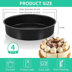 P&P CHEF Non-stick Cake Pan Set 4, 9.5 Inch Round Baking Cake Pans Tins for Tier Smash Cakes, Non-Toxic & Solid, Stainless Steel Core & Leak-Proof, 4Pcs