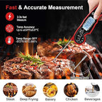 Meat Thermometer Digital for Grilling and Cooking - ANDAXIN Waterproof Ultra-Fast Instant Read Food thermometers with Backlight & Calibration for Kitchen, Deep Fry, BBQ, Grill(Red/Black), LCD