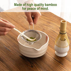Matcha Whisk Set,Ceramic Matcha Set,with Ceramic Bowl,Bamboo Whisk&Holder,Scoop,Authentic Japanese Matcha,for Matcha Lovers,Gift for Family/Friend(Spotted Pink)