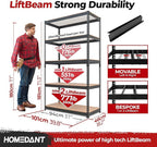 HOMEDANT 5-Tier Laminated Boltless Heavy Duty Metal Shelving Unit Adjustable Garage Storage Utility Rack Shelves Organization Multipurpose Shelf Warehouse Industrial 39.8" W x 18.2" D x 71.3" H 1Pack