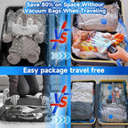 Travel Vacuum Storage Bags Combo Portable Wireless Electric Pump,9 Pack Compression Bags for Travel,Space Saver Vacuum Storage Bags for Clothing and Luggage