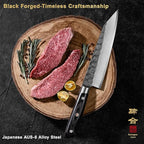 Chef Knife, Black Forged Japanese Kitchen Knife with High Carbon Stainless Steel and Full Tang Pakkawood Handle, Christmas Gift with Premium Box (8.27 Inch Kiritsuke Knife)