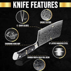 SliceElite Elite Series 7-Inch Damascus Bone Cutting Knife – VG10 Steel Blade with Forged Carbon Fiber Handle Infused with Gold Leaf, Sheaths Option (Bone Cutting Knife)