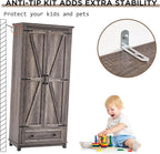 Farmhouse Kitchen Pantry Cabinet, 72" Tall Storage Cabinet with Adjustable Shelves & Barn Doors, Freestanding Kitchen Cupboard for Dining Room, Living Room, Gray
