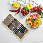 Bamboo Knife Drawer Organizer Insert - Kitchen In-Drawer Knife Block Holder, Flexible Dividers for Knives Organization