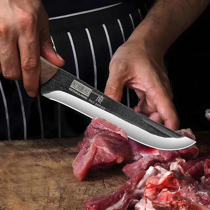 HOSHANHO 6.7 Inch Boning Knife for Meat Cutting, Super Sharp Fillet Knife for Fish, High Carbon Steel Hand Forged Butcher Knives for Brisket Trimming, BBQ, Camping