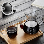 Unbreakable - Pour Over Coffee Maker with Double Stainless Filter 34 fl oz, Thickened Heat-Resistant Borosilicate Glass Pour Over Coffee Dripper, Stovetop Safe