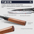 5 inch Japanese Paring Knife, Hand Forged 5 Layer 9CR18MOV Clad Steel Professional Kitchen Small Knife With Rosewood Handle As a Warm and Beautiful Gifts for Mom/Dad