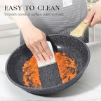 GiPP Nonstick Frying Pan Skillet with Lid - 9.5" Grey Granite Non Stick Pans, Omelette Pan with Heat-Resistant Handle, Compatible with All Stovetops, PFOA Free