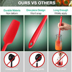 2 Pieces Long Handle Silicone Jar Spatula Kitchen Scraper Spatula Non-Stick Rubber Silicone Scraper for Jars, Smoothies, Blenders Cooking Baking Stirring Mixing (Red)