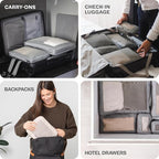 Aerotrunk Compression Packing Cubes for Travel - Luggage Organizer Bags - Double Zipper Packing Cubes for Suitcases (2-Pack, Black)