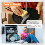 Frying Pan Splatter Screen | USA Brand | 13-Inch Black, Fit Pans (12" to 13") Silicone Grease Splatter Guard for Frying Pan and Stove by Beckon Ware
