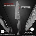 Santoku Knife 5" inches-Japan 8C Super Steel 67 Layer Damascus Steel-Sharp Kitchen Knife-Full Tang ABS Anti-Skid Handle utility knife Cooking Knife with Luxury Gift Box