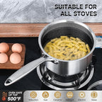 LOLYKITCH 2.5 QT Hybrid Tri-Ply Stainless Steel Non-Stick Saucepan with Lid,Induction Sauce Pot,Dishwasher and Oven Safe.