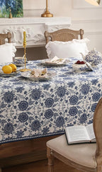 patdrea Designer Small Blue Tablecloth for Rectangle Table,Vintage Paisley Pattern Table Cloth,Decor Floral Cover Cloth for Kitchen Dining Christmas,Thanksgiving,Party,55"x71"-Lantang a
