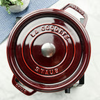 Staub Cast Iron Round Dutch Oven, Made in France, Grenadine, 4-qt, Serves 4-6 people