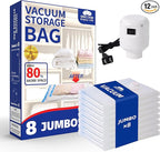 Vacuum Storage Bags with Electric Pump,8 Pack Extra Large Space Saving Vacuum Seal Bags for Bedding,Blanket,Comforters,Duvets,Pillows(8 Jumbo)